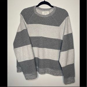 THE GREAT. Gray Striped Slouch Sweatshirt Small